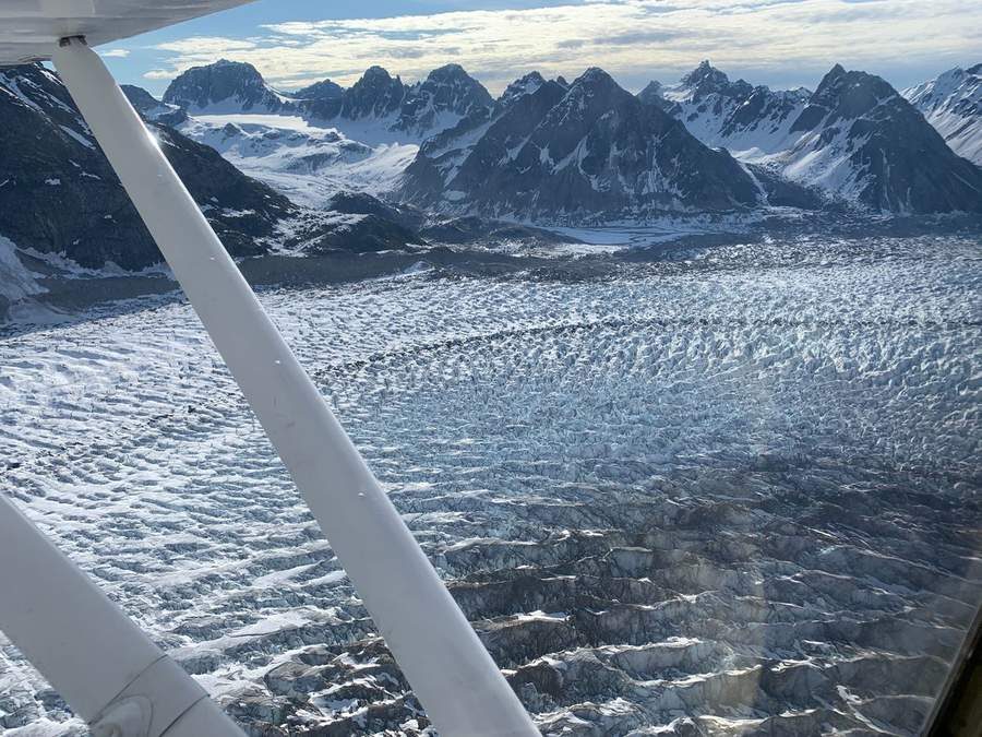 Over the Don Sheldon Amphitheater, Denali range, Alaska